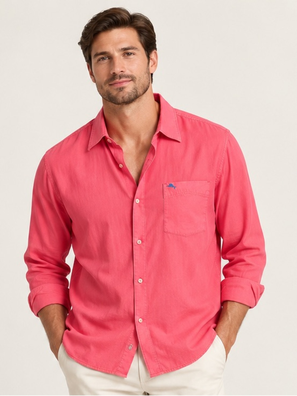 Tommy Bahama Men's Coral Long-Sleeve Button-Up Shirt XL